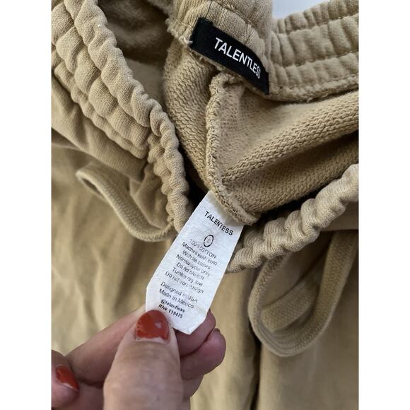 Talentless Sweatpants Joggers Women S Beige White Drawstring Pockets Athleisure - Picture 4 of 10